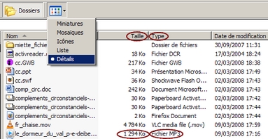 option détails
